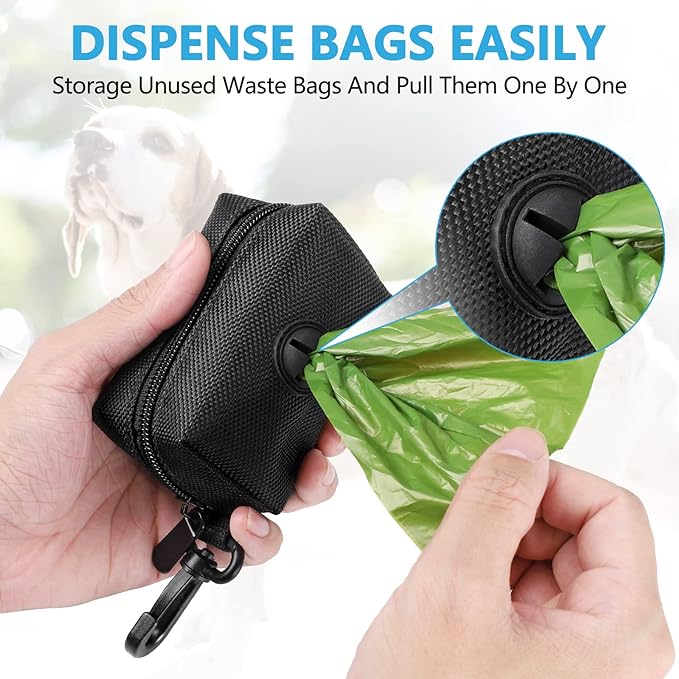 2Packs Dog Poop Bag Holder for Leash Attachment Dog Poop Bag Dispenser Dog Waste Bag Dispensers for Leash Accessory Dog Poop Bag Holders Fits Dog Leash Include Hand Free Holder Metal Carriers, Black
