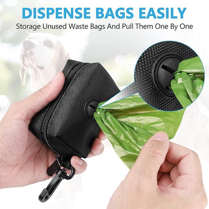 2Packs Dog Poop Bag Holder for Leash Attachment Dog Poop Bag Dispenser Dog Waste Bag Dispensers for Leash Accessory Dog Poop Bag Holders Fits Dog Leash Include Hand Free Holder Metal Carriers, Black