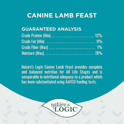Natures Logic NL00102 Grain-Free Lamb Feast Wet Dog Food, One Size
