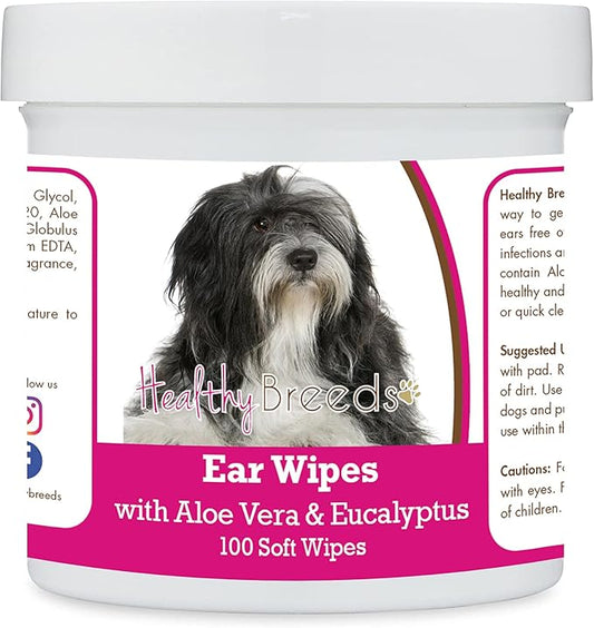 Healthy Breeds Lhasa Apso Ear Cleaning Wipes with Aloe & Eucalyptus for Dogs 100 Count