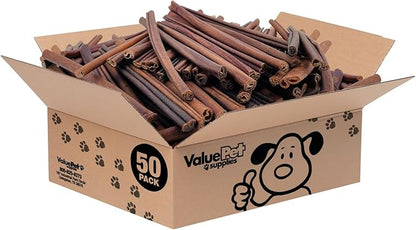 ValueBull Collagen Sticks, Beef Dog Chews, Medium 12 Inch, 50 Count BULK PACK - Natural & Safe, Single Ingredient, Rawhide-Free, Long Lasting, Healthy for Hips, Joints, Skin & Coat
