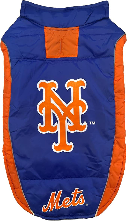 Pets First MLB New York Mets Puffer Vest for Dogs & Cats, Size Large. Warm, Cozy, and Waterproof Dog Coat, for Small and Large Dogs/Cats. Best MLB Licensed PET Warming Sports Jacket (MET-4081-LG)