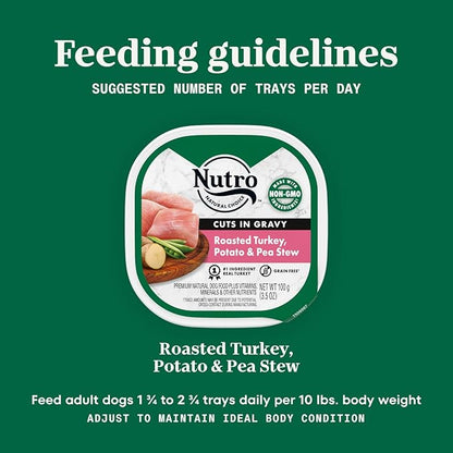 NUTRO Adult Natural Grain Free Wet Dog Food Cuts in Gravy, Roasted Turkey, Potato & Pea Stew Recipe, 3.5 oz. Trays (Pack of 24)