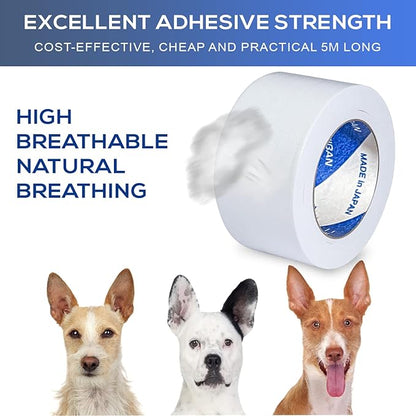 Ear Tape for Dogs 2 Pack with Dog Ear Cleaner Cotton Swabs, Self Adhesive Cotton Tape for Dog Ear Protection and Support, Ear Care Set for Dogs (Tape Width_1 inch(25mm))