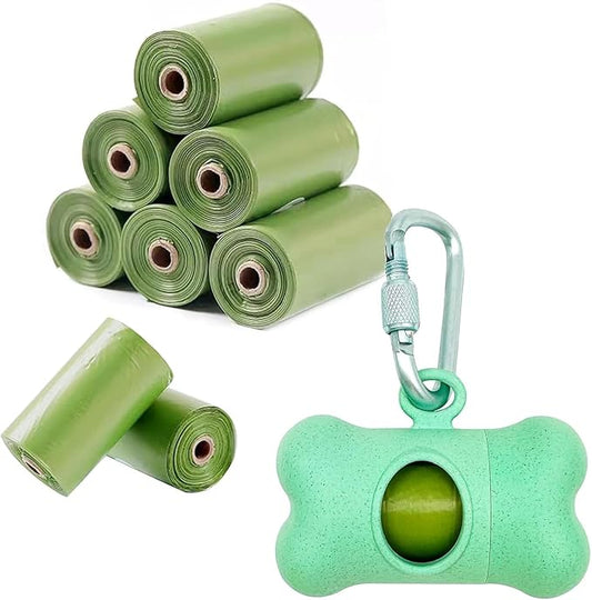 Bag Dispenser Dog Poop Bags Holder Dog Waste Bags Dispenser with Leak-Proof Green Poop Bags for Leash On The Go for Walking Dogs Outdoor(1 Holder 135 Bags,Light Blue)