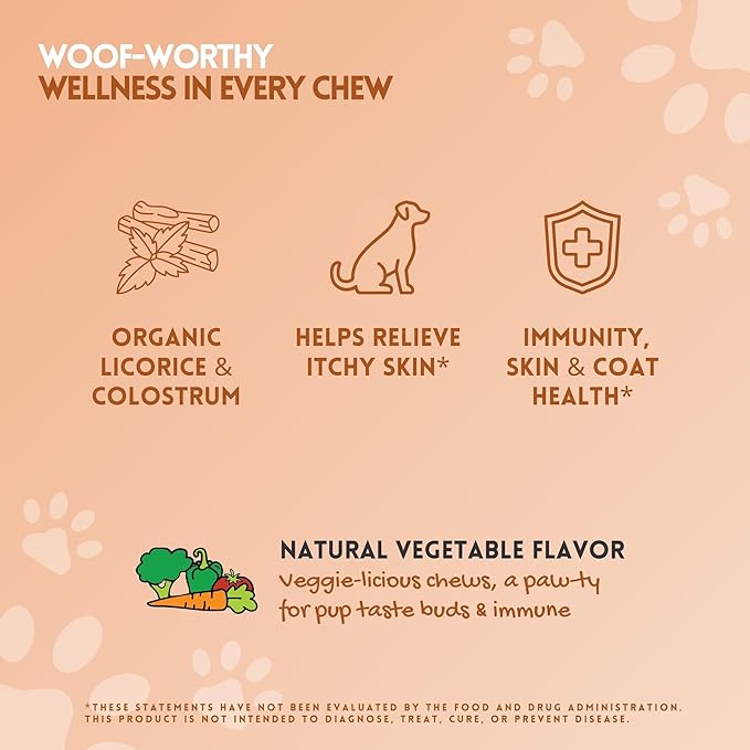 Herbion Pets Allergy + Immune Chews with Kelp & Vitamin C, 120 Soft Chews - Supports Immunity, Skin and Coat Health - Relieves Itchy Skin - Made in USA - Natural Vegetable Flavor - for Dogs 12 Weeks+