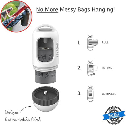 SVD.PET [2-Pack] Retractable Waste Bag Dispensers with 90 Waste Bags, Fit Any Dog Leash, Pet Waste Bag Holder, Dog Walking Accessory Gift Value Pack