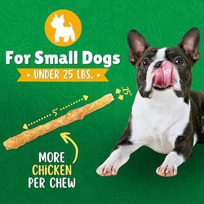 Lucky Premium Treats Chicken Wrapped Dog Treats – USA Made Raw Hide Sticks for Small & Toy Size Dogs – Long Lasting, Preservative Free Dog Treats – 40 Chews