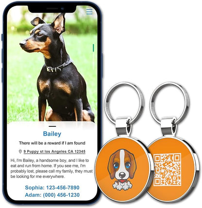 MYLUCKYTAG QR Code Pet ID Tags Dog Tags - Pet Online Profile - Scan QR Receive Instant Pet Location Alert Email