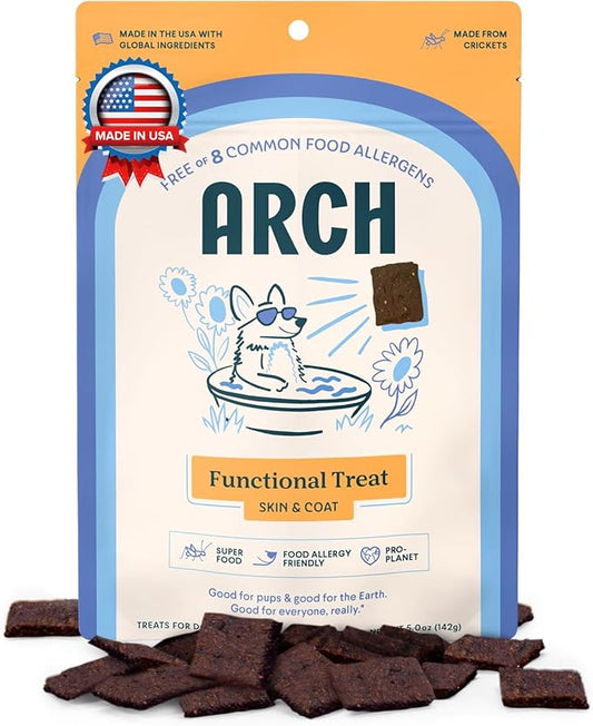 Arch Skin & Coat Dog Treats | Omega-Rich, Hypoallergenic, Made in The USA, Gluten-Free, Eco-Friendly | High Protein, Natural High Value | Sensitive Stomach Approved | Itch Relief, Healthy Coat Support