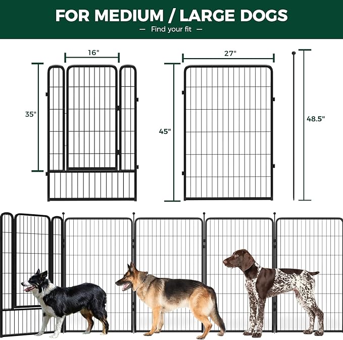 FXW Rollick Dog Playpen for Yard, RV Camping│Patented, 45 inch 16 Panels