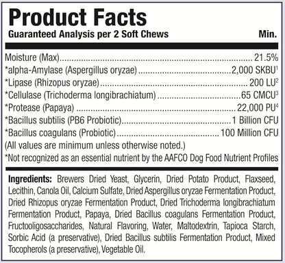 Dog Probiotics and Digestive Enzymes by Larry | 1 Billion CFUs of Probiotics for Dogs | Digestion, Bowel Support, & Gut Health for Dogs | Probiotic Chew for Dogs All Breeds & Sizes, (60 Soft Chews)