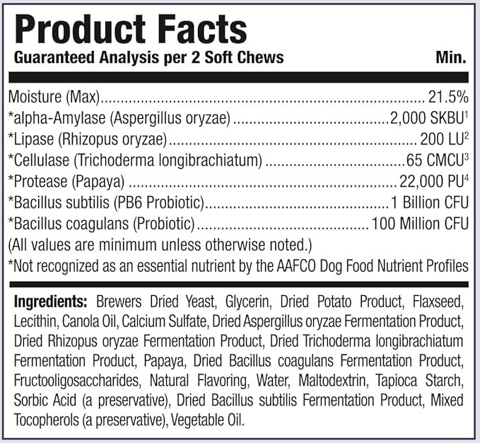 Dog Probiotics and Digestive Enzymes by Larry | 1 Billion CFUs of Probiotics for Dogs | Digestion, Bowel Support, & Gut Health for Dogs | Probiotic Chew for Dogs All Breeds & Sizes, (60 Soft Chews)