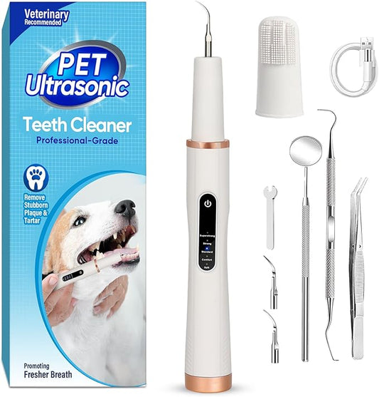 Dog Tooth Brushing Kit, Ultrasonic Dog Teeth Cleaning Kit, Waterproof Pet Dental Care Solution for Plãque, Tãrtar&Cãlculus, Pet Tooth Scaler for Dogs&Cats