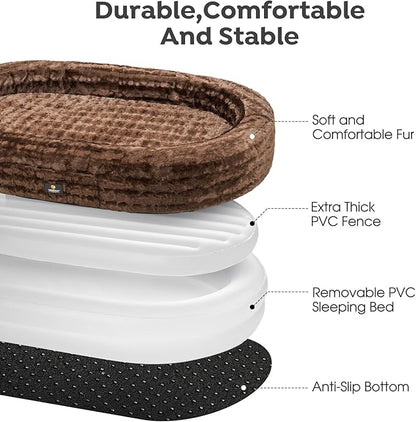 Veehoo Inflatable Human Dog Bed, Giant Human Sized Dog Bed, Soft Fur Oval Nap Bean Bag Bed for Adults, Kids and Pets, Multifunctional Extra Large Pet Bed for Indoor and Outdoor, Medium, CWW2403
