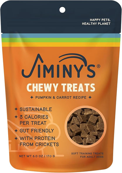 Jiminy's Chewy Cricket Dog Training Treats, Hypoallergenic, 6oz, Pumpkin & Carrot (Pack of 1)