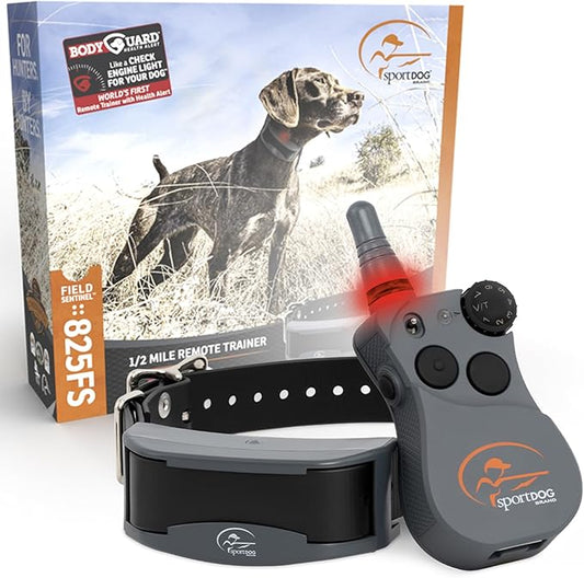 SportDOG Brand FieldSentinel 825 Remote Trainer with BodyGuard Health Alerts – World’s First Dog E-Collar with Health Monitoring – Train with Shock, Vibrate, and Tone – ½ Mile Range