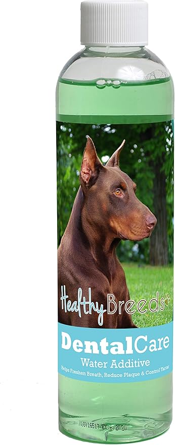 Healthy Breeds Dog Dental Care Water Additive for Doberman Pinscher - Helps Freshen Breath, Reduce Plaque & Control Tartar - Mint Flavor - 8 oz