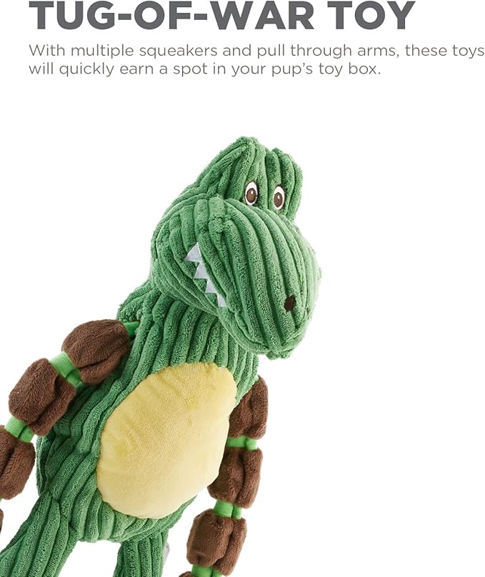 Charming Pet Thunda Tugga Gator Plush Squeaky Dog Tug Toy