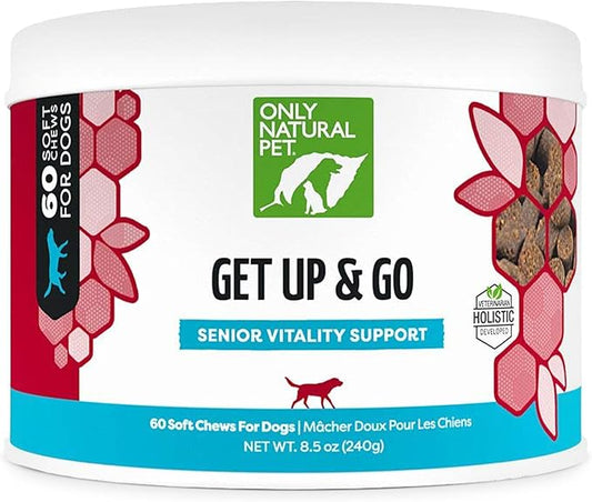 Only Natural Pet Get Up & Go Herbal Joint Support Supplement for Dogs - Holistically Formulated with Corydalis & Turmeric Hip & Joint Daily Vitamin for Senior Dog - Bacon Flavor - 60 Soft Chews