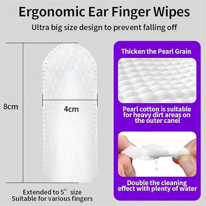 Dog Ear Wipes for Pets Remove Ear Wax, Dog Ear Wipes Finger Stop Ear Itching, Easy to Use - 50 Count