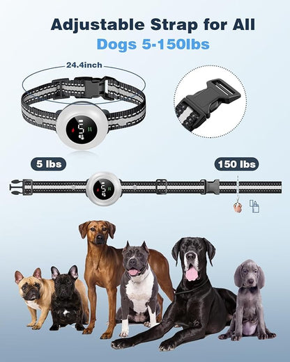 2-in-1 Dog Shock Collar & Dog Bark Collar - Smart Anti Barking Dog Training Collar with 5 Adjustable Sensitivity & 3300FT Remote for All Breeds IP67 Waterproof Rechargeable E-Collar (White)
