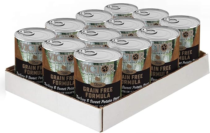 Victor Super Premium Dog Food – Grain Free Stew - Turkey and Sweet Potato Stew Cuts in Gravy – Canned Wet Adult Dog Food - All Breed Sizes, 12 x 13.2 oz Cans