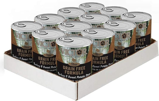 Victor Super Premium Dog Food – Grain Free Stew - Turkey and Sweet Potato Stew Cuts in Gravy – Canned Wet Adult Dog Food - All Breed Sizes, 12 x 13.2 oz Cans