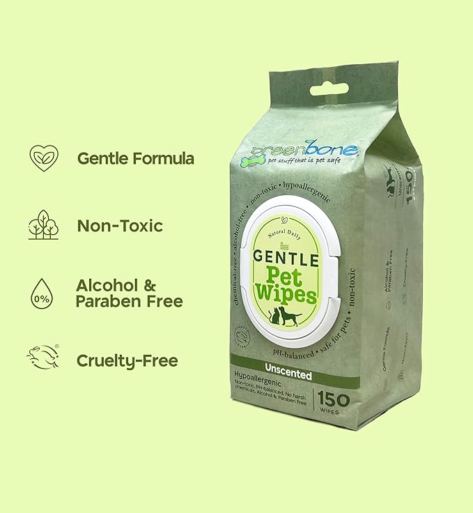Gentle Pet Wipes Unscented 150 Wipes
