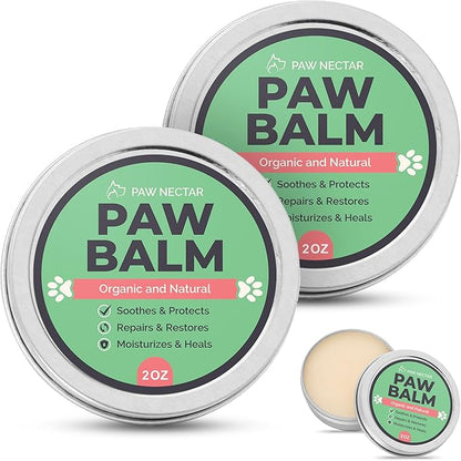 2-Pack Paw Nectar Dog Paw Balm, 4 Oz | Heals, Repairs & Restores Dry, Cracked & Damaged Paws | 100% Organic & Natural Cream Butter Wax Moisturizer for Dog Feet & Foot Pads