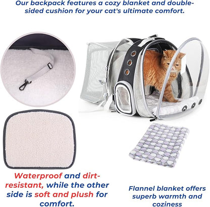 LOLLIMEOW Pet Carrier Backpack, Bubble Backpack Carrier, Cats and Puppies,Airline-Approved, Designed for Travel, Hiking, Walking & Outdoor Use (Dual Expandable-Black)