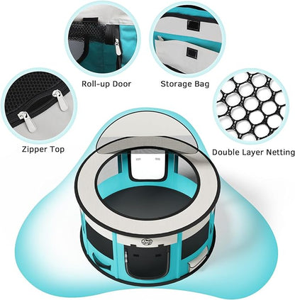 Playpen for Dogs, Large Foldable Pet Play Pens Indoor Outdoor Exercise Pen with Carrying Case Food Bowl for Cat Puppy Rabbit