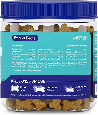 PupGrade Itch & Allergy Chew Supplement for Dogs Improved Immune Support & Seasonal Allergies with Alaskan Salmon Fish Oil - Helps with Anti-Itch - 60 Soft Chews
