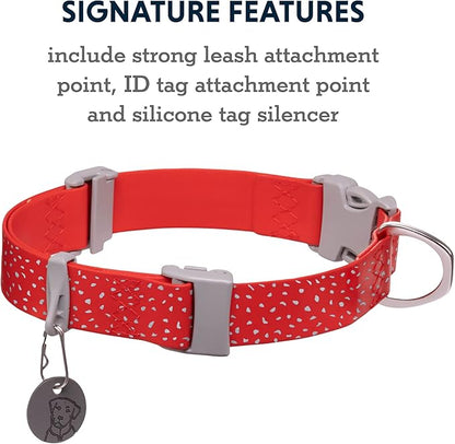 Ruffwear, Confluence Dog Collar, Waterproof and Stink Resistant, Red Sumac, 20"-26"