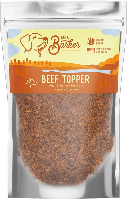 Beg & Barker Beef Dog Food Topper (5 oz, Pack of 1) - Premium Meal Mixers for Dogs - Healthy Dog Food Topper - All Natural, Dog Food Seasoning - High Protein Beef Dog Food Toppers