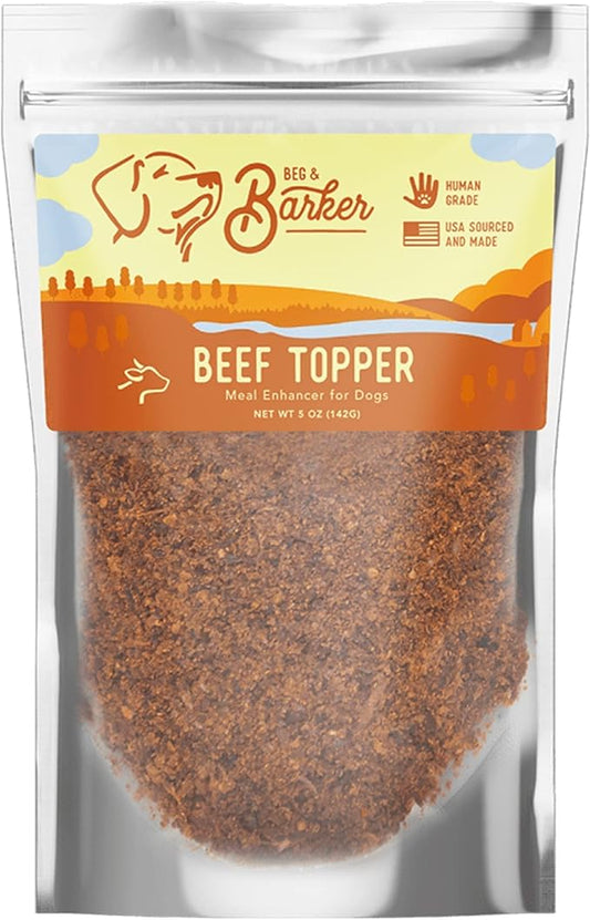 Beg & Barker Beef Dog Food Topper (5 oz, Pack of 1) - Premium Meal Mixers for Dogs - Healthy Dog Food Topper - All Natural, Dog Food Seasoning - High Protein Beef Dog Food Toppers