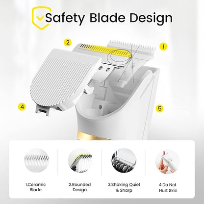 FERRISA Dog Clippers for Grooming, Small Dog Clipper Dog Grooming Kit with 4 Blade Heads, Low Noise Dog Grooming kit for Dogs Hair, Dog Clippers of Eyes, Ears, Face, Rump