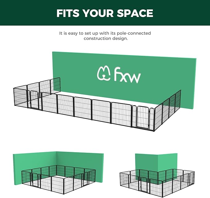 FXW Homeplus Dog Playpen Designed for Indoor Use, 24" Height for Puppy and Small Dogs, Black│Patented