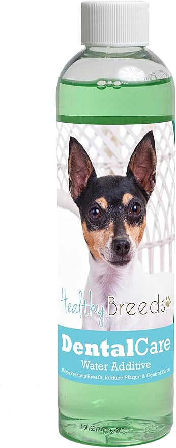 Healthy Breeds Dog Dental Care Water Additive for Toy Fox Terrier - Helps Freshen Breath, Reduce Plaque & Control Tartar - Mint Flavor - 8 oz