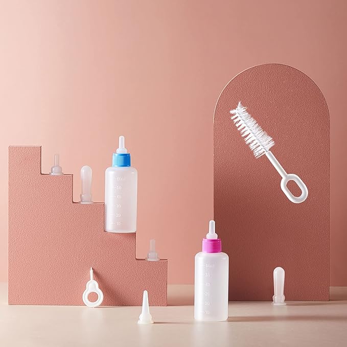 16 Pieces Pet Feeding Bottle Kit Kitten Bottles Kitten Milk Replacer Puppy Milk Feeder with Replacement Nipples Puppy Feeding Bottles for Small Animals Newborn Dog and cat Nursing Supplies