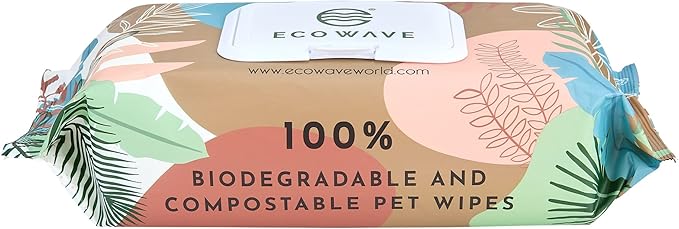 Pet Wipes, 100% Compostable Dog & Cat Grooming and Cleansing Wipes, 100 Wipes