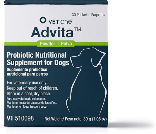 Vet One Advita™ Probiotic Powder for Dogs, a Daily Nutritional Supplement to Maintain Immune System, Appetite, & Digestion in 30, 1g Packets (3-Pack)