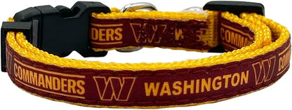 Pets First NFL CAT Collar Washington Commanders Satin Cat Collar Football Team Collar for Dogs & Cats. A Shiny & Colorful Cat Collar with Ringing Bell Pendant, Team Color (WAC-5034)