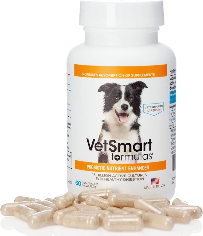 Pet Probiotics for Dogs Supplement - Supports Digestive Enzymes for Nutrient Absorption - 15 Billion Active Probiotic Cultures Attack Inflammation to Prevent Infection