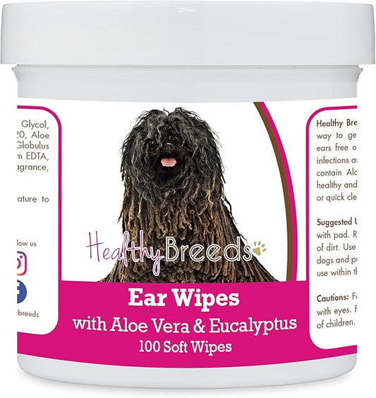 Healthy Breeds Pulik Ear Cleaning Wipes with Aloe & Eucalyptus for Dogs 100 Count