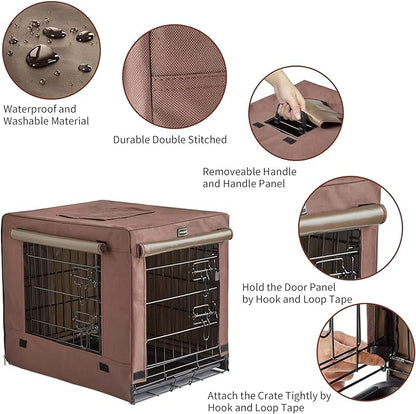DONORO Dog Crates Kit for Small Size Dogs Indoor with Dog Crate Cover, Double Door Dog Kennels & Houses for Puppy and Cats, Collapsible Metal Contour Dog Cages