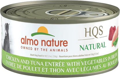 almo nature HQS Natural Wet Dog Food Chicken and Tuna Entree with Vegetables in broth 5.5 oz (Pack of 12)