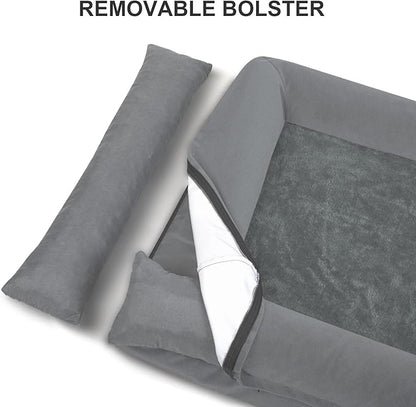 Medium Dog Bed, Dark Grey Orthopedic Dog Bed, Washable Dog Bed with [Removable Bolster], Waterproof Dog Bed with Nonskid Bottom, Doggy Bed, Dog Beds for Medium Dog Bed