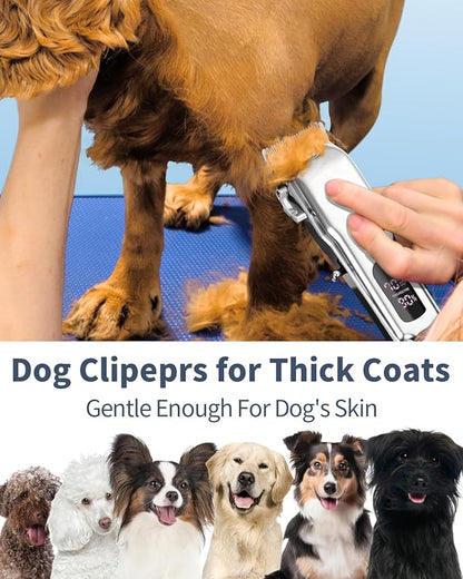 Dog Clippers for hair Grooming: Dog Grooming Clippers Kit for Thick Heavy Coats - Cordless Pet Hair Shaver - Professional Low Noise Electric trimmer