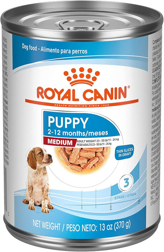 Royal Canin Size Health Nutrition Medium Puppy Thin Slices in Gravy Wet Dog Food, 13 oz can (12-count)